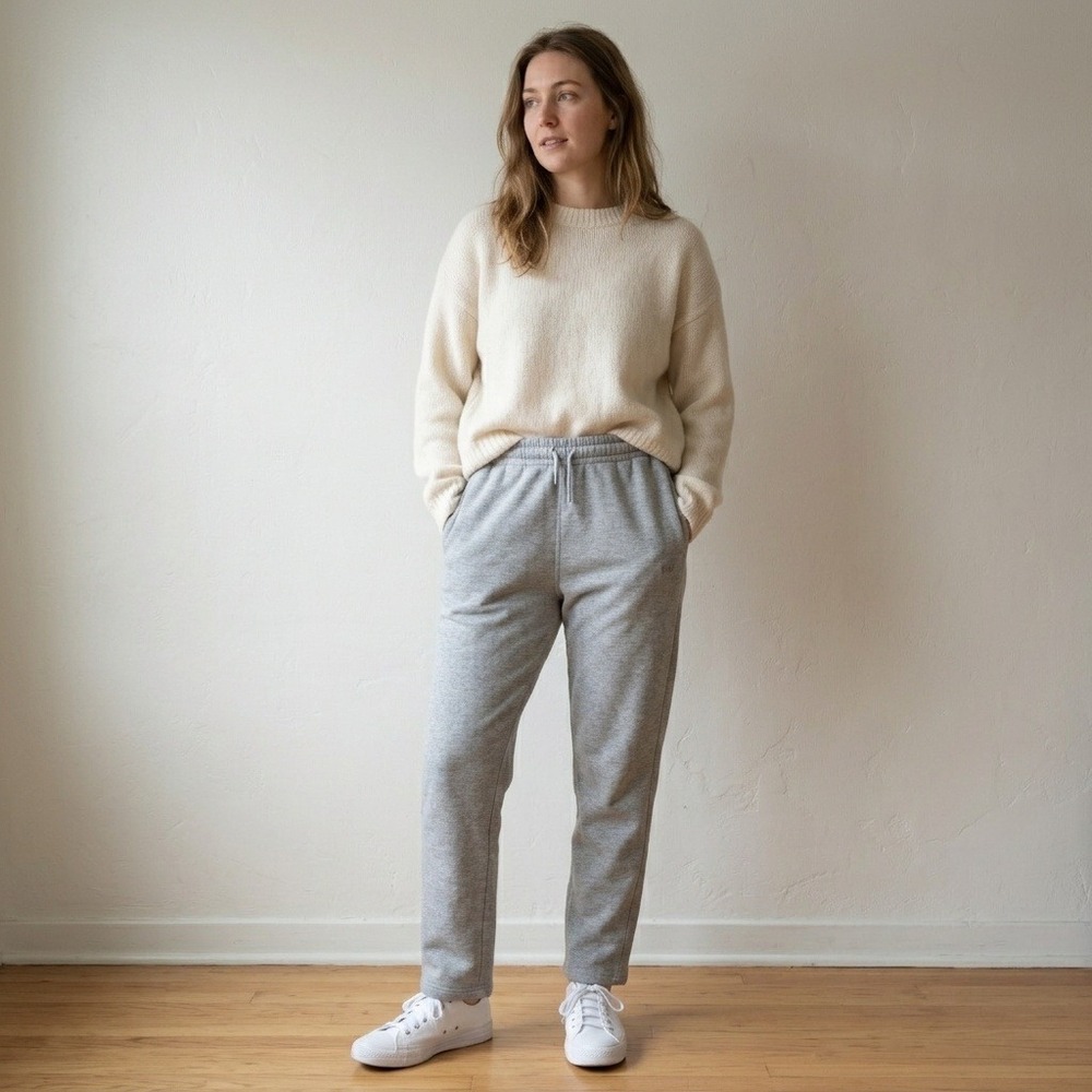 NAP Womens Pants XXL Gray Drawstring Fleece Lined Loungewear Casual Minimalist